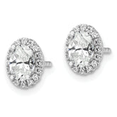 14k White Gold 1 1/5 carat Lab Grown Diamond VS/SI+ G+ Oval Halo Stud Earrings